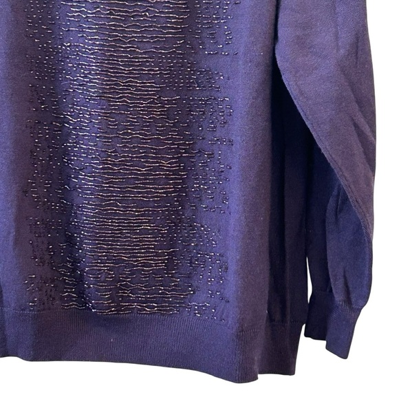 Calvin Klein Women's Fall Dark Purple Sweater 2X Embellished Bead Detail - Picture 2 of 7